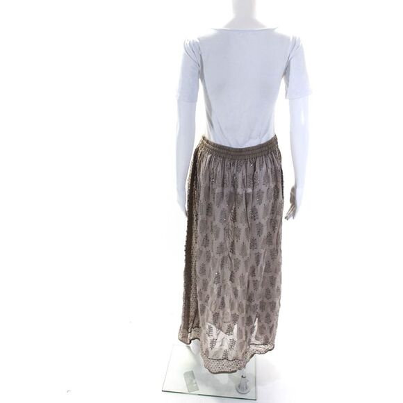 Chan Luu Womens Plant Print Sequin Drawstring Waist Maxi Skirt Green Size OS - Picture 3 of 5